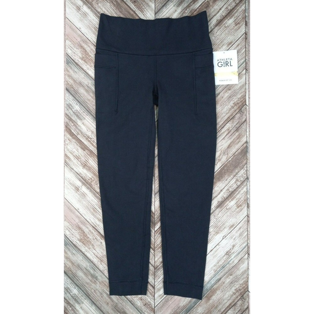 Athleta Girl Black Natural Play Stash Leggings Size L / 12  Pockets Athleisure
